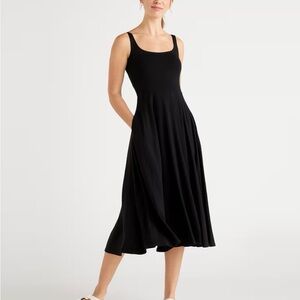 NWT Quince Classic Black Midi Dress